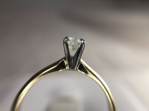 14k Yellow Gold Round Natural Diamond Small Solitaire Engagement Ring 1/3 ct