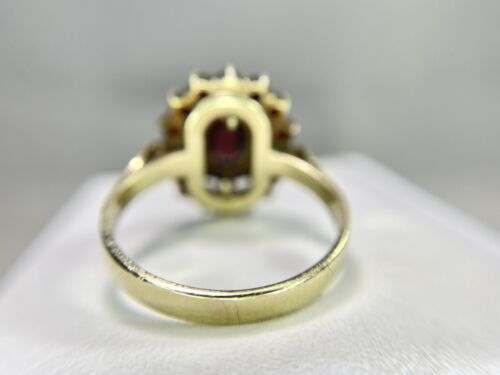 Vintage 14k Yellow Gold Natural Oval Round Rhodolite Garnet Cocktail Ring