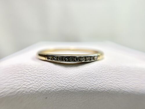 Vintage 14k Yellow Gold Natural Round Single Cut Diamond Wedding Band Ring