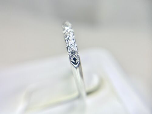 Art Deco 14k White Gold Natural Round Single Cut Diamond Wedding Band Ring