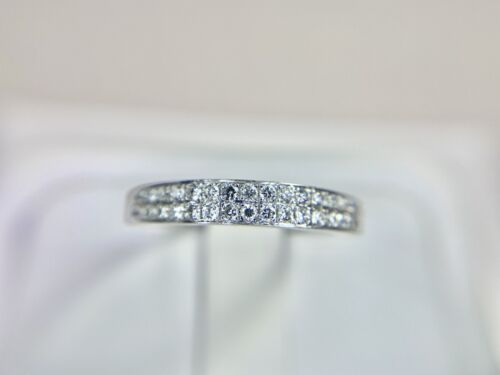 14k White Gold Natural Round Brilliant Diamond Double Row Wedding Band Ring