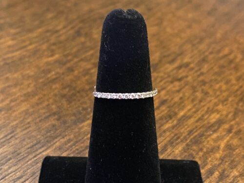 14k White Gold Natural Round Brilliant Diamond Stackable Wedding Band Ring