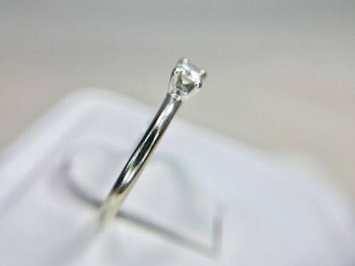 14k White Gold Natural Round Brilliant Diamond Small Solitaire Engagement Ring