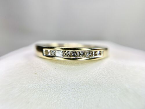 14k Yellow Gold Natural Princess Cut Channel Set Wedding Band Ring