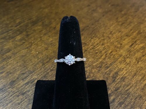 Vintage 14k White Gold Natural Round Brilliant Diamond Engagement Ring 1 ct