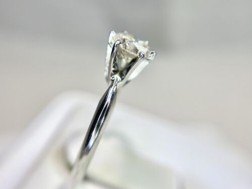 Vintage Platinum Natural Round Brilliant Diamond Solitaire Engagement Ring