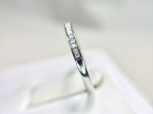 Vintage 10k White Gold Natural Round Diamond Wedding Band Ring