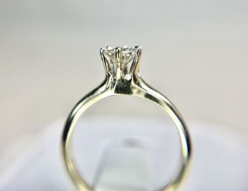 Vintage Antique 14k Yellow Gold Natural Round Diamond Solitaire Engagement Ring