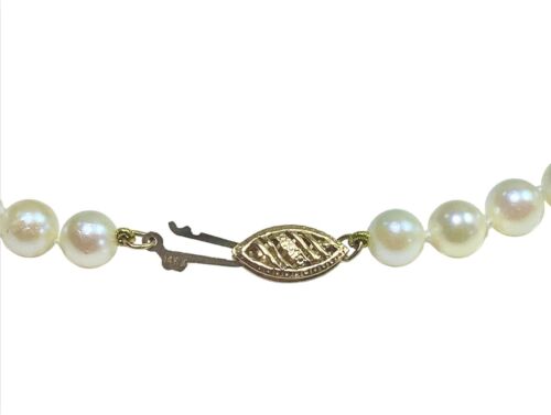 Vintage Filigree 14k Yellow Gold White Round Cultured Pearl Necklace