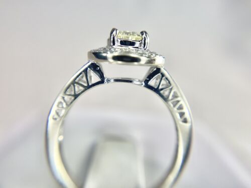 14k White Gold Natural Round Brilliant Diamond Halo Engagement Ring 1 ct