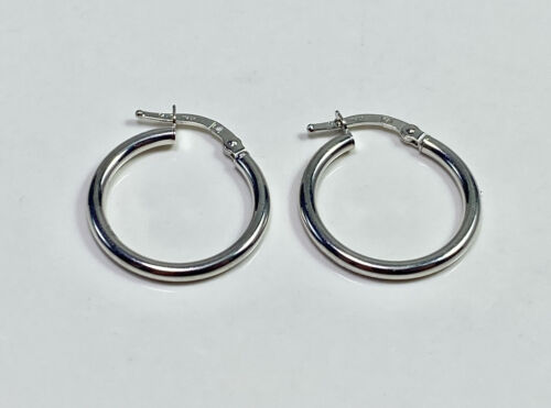 14k White Gold Designer Lite Weight Hoop Earrings