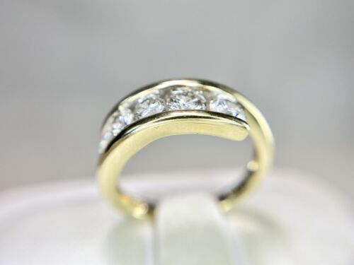 14k Yellow Gold Signed Designer Natural Round Brilliant Diamond Big By-Pass Ring