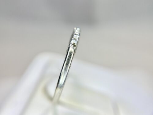 Art Deco 14k White Gold Natural Round Single Cut Diamond Wedding Band Ring