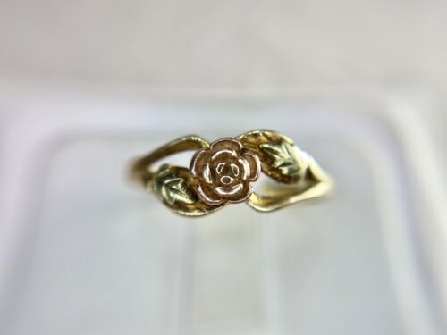 Vintage 10k Yellow Rose Gold Hand Crafted Small Flower Ring