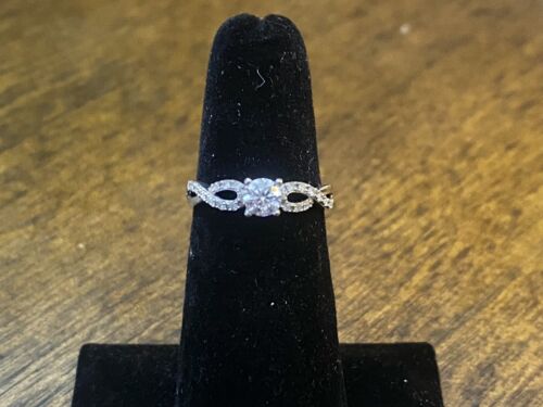 Vintage 10k White Gold Signed Natural Round Brilliant Diamond Engagement Ring