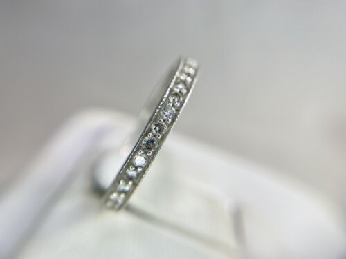 14k White Gold Natural Round Brilliant Diamond Wedding Band Stack Ring 1/3 TCW 