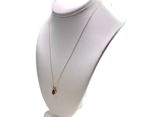 Vintage 10k Yellow Gold Designer Pear Shape Rhodolite Garnet Pendant Necklace