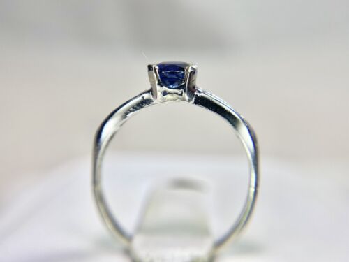 Vintage Art Deco Platinum Round Blue Sapphire Single Cut Diamond Engagement Ring