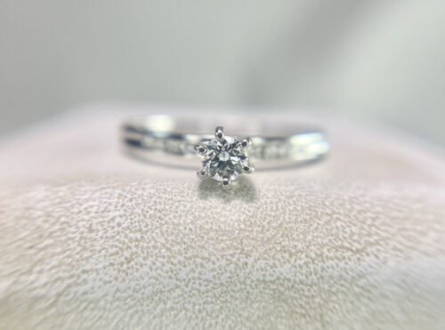 10k White Gold Natural Round Brilliant Diamond Classic Engagement Ring 1/5 TCW