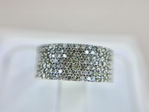 Vintage 10k White Gold Natural Round Single Cut Diamond Statement Band Ring