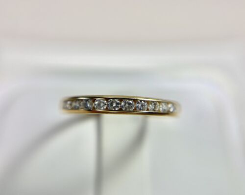 10k Yellow Gold Natural Round Brilliant Diamond Channel Set Wedding Band Ring