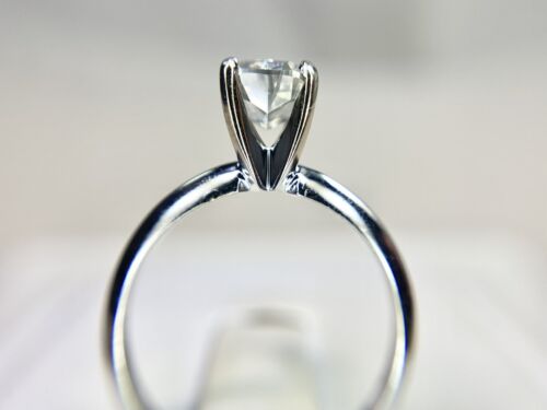 Vintage 14k White Gold Natural Cushion Shape Diamond Engagement Ring