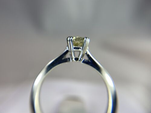 14k White Gold Fancy Light Yellow Round Brilliant Diamond Engagement Ring 1/2 ct