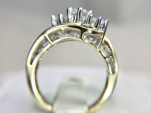 Vintage 10k Yellow Gold Natural Baguette Cut Round Diamond Cocktail Ring