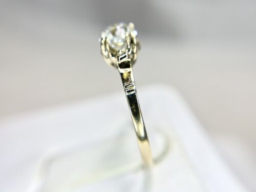 Art Deco Yellow Gold Old European Natural Diamond Solitaire Engagement Ring