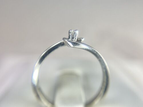 10k White Gold Designer Natural Round Brilliant Diamond Small By-Pass Ring