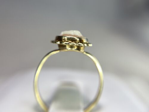 Vintage Art Deco 14k Yellow Gold Lady Cameo Silhouette Small Cocktail Ring