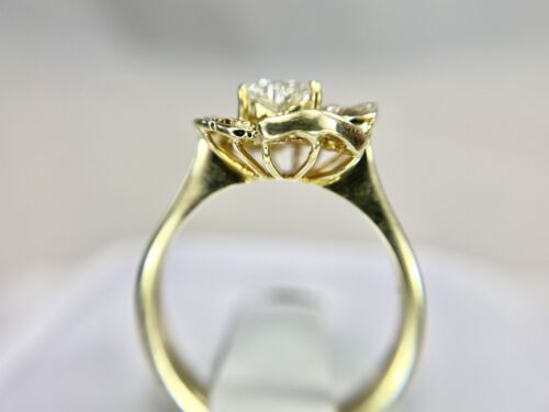 Vintage 14k Yellow Gold Natural Heart Shape Baguette Cut DIamond Cocktail Ring