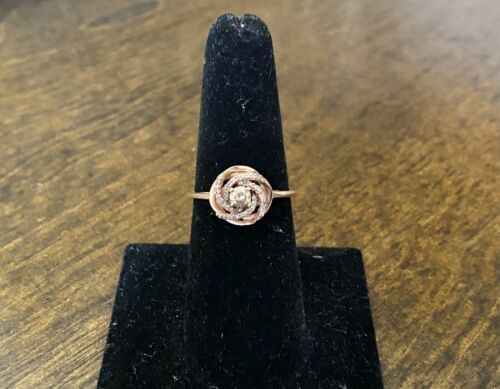 10k Rose Gold Designer Natural Fancy Brown Color Diamond Flower Cocktail Ring