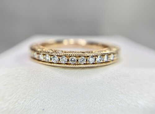 14k Rose Gold Designer Natural Round Brilliant Diamond Wedding Band Ring