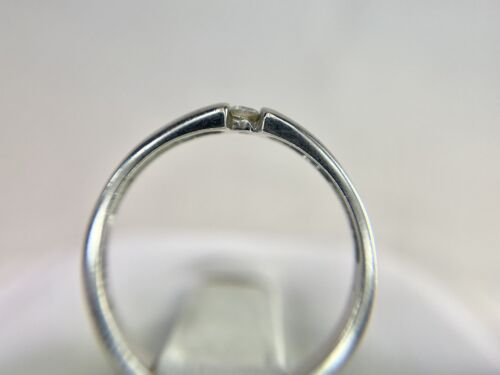 14k White Gold Round Brilliant Diamond Tension Set Solitaire Engagement Ring