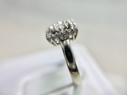 Vintage 14k White Gold Natural Princess Cut Round Diamond Cluster Cocktail Ring