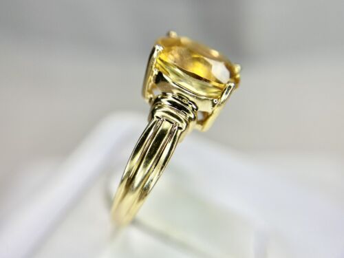 Vintage 14k Yellow Gold Natural Oval Shape Yellow Citrine Solitaire Ring