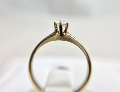 Vintage 14k Yellow Gold Natural Round Diamond Small Solitaire Engagement Ring