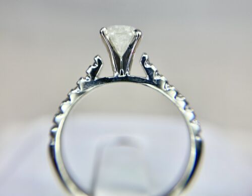 Vintage 10k White Gold Natural Round Brilliant Rustic Diamond Engagement Ring