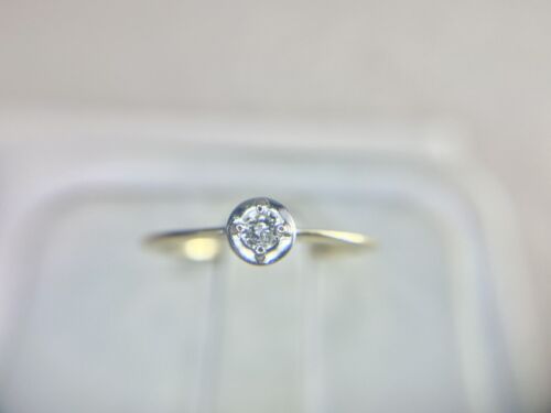 Vintage 10k Yellow Gold Round Brilliant Natural Diamond Small Solitaire Ring