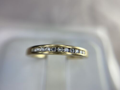 14k Yellow Gold Round Brilliant Diamond Channel Set Wedding Band Ring 1/5