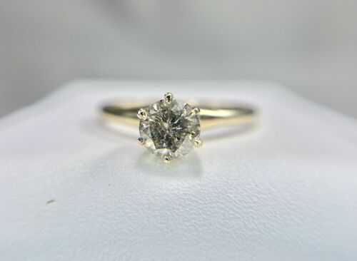 Vintage Antique 14k Yellow Gold Natural Round Diamond Solitaire Engagement Ring