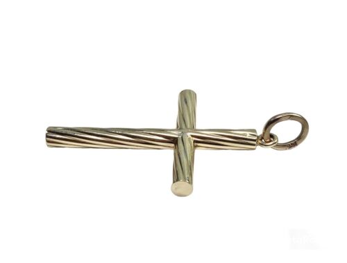 Vintage 14k Yellow Gold Big Hollow Handcrafted Cross Pendant