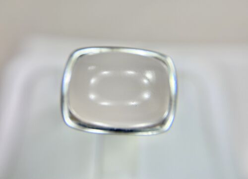 14k White Gold Designer Big Moonstone Bezel Set Ring