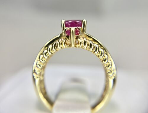 14k Yellow Gold Designer Oval Shape Round Natural Red Ruby Cocktail Ring