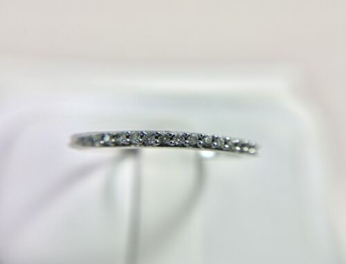 10k White Gold Designer Signed Natural Round Diamond Wedding Band Stack Ring