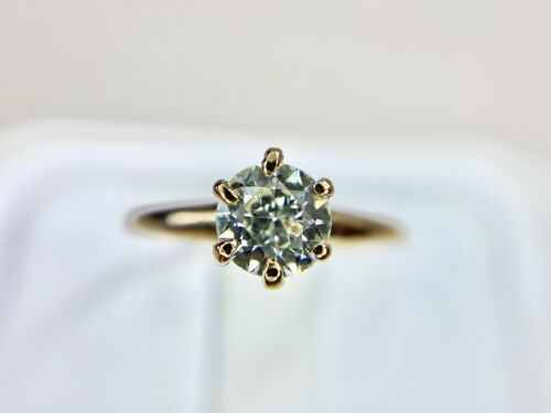 Victorian 10k Yellow Gold Old European Natural Diamond Solitaire Engagement Ring