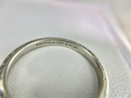 Vintage Art Deco Platinum 18k Designer Signed Engraved Wedding Band Ring 