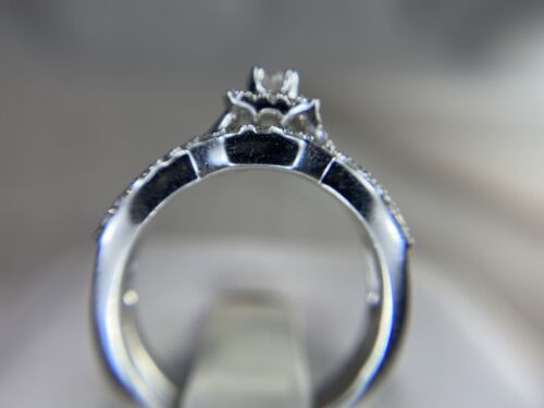 10k White Gold Designer Round Brilliant Diamond Wedding Halo Engagement Ring Set