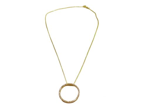 10k Yellow Gold Designer Round Natural Diamond Circle of Life Pendant Necklace